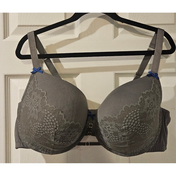 Lane Bryant Cacique Boost Balconette Bra 44DDD Gray Lace Underwire 4 Hook - Picture 1 of 9